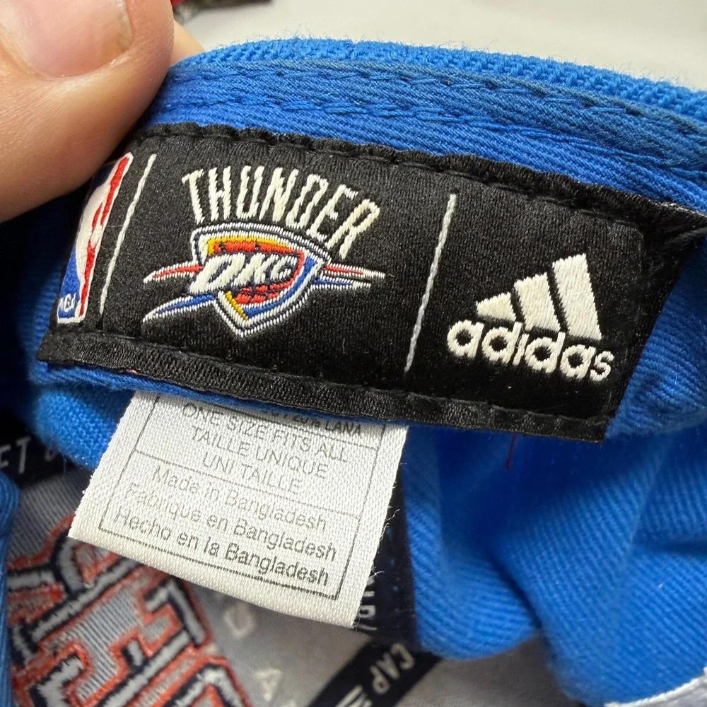 Adidas Oklahoma City Thunder NBA Snapback Hat Blue Navy Flat Brim One Size OSFM